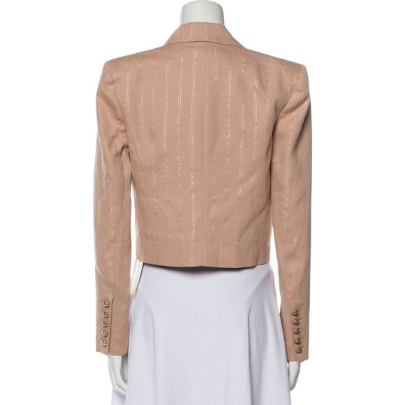 L’Agence Inez Cropped Linen Blend Blazer Pink Gold Shimmer Size 2 NWT - Picture 13 of 13